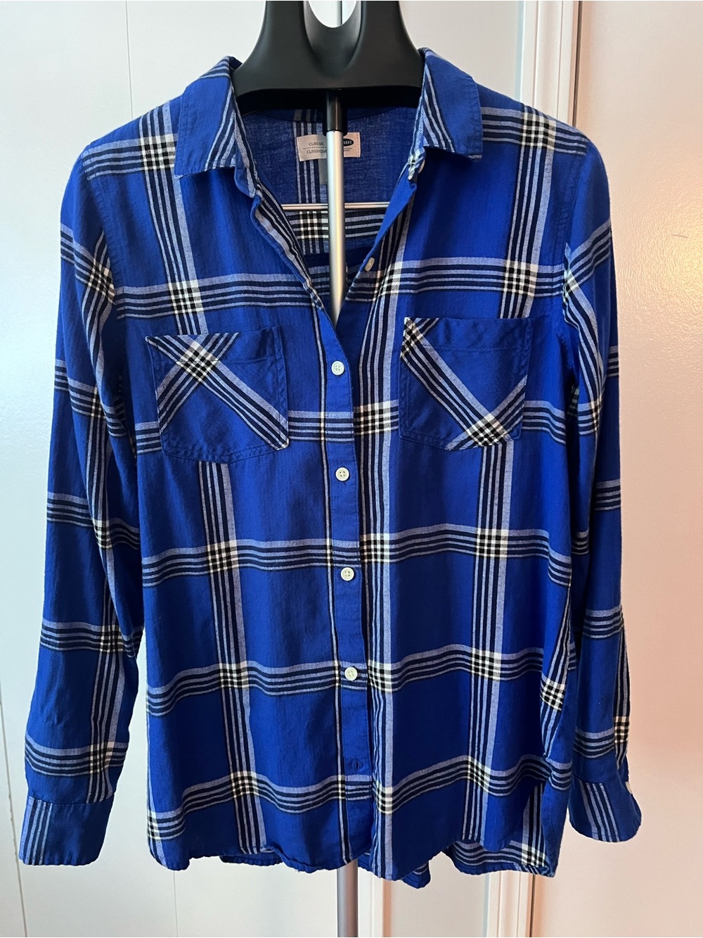 Old Navy Blue Plaid Button-Up Shirt